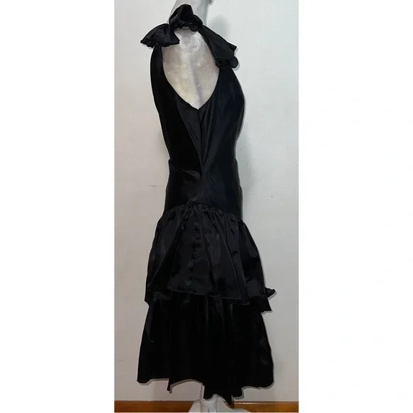 Vintage Black One Shoulder Tiered Dress - Picture 5 of 13